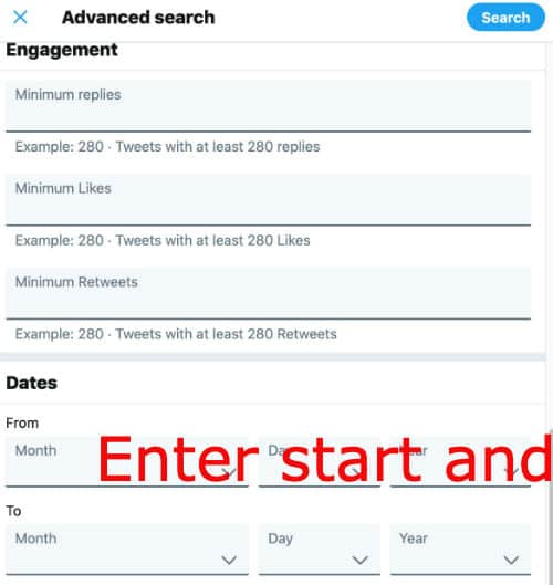 search old tweets Twitter advanced search calendar