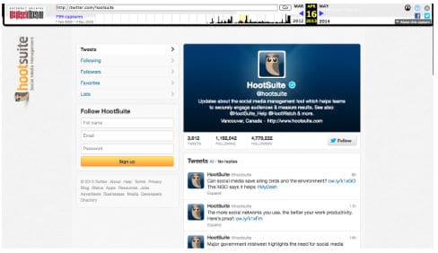 Wayback screenshot of the Twitter page
