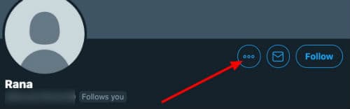 click on three dots near follow button on twitter