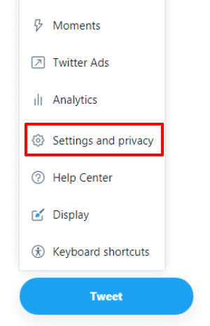twitter Settings and Privacy