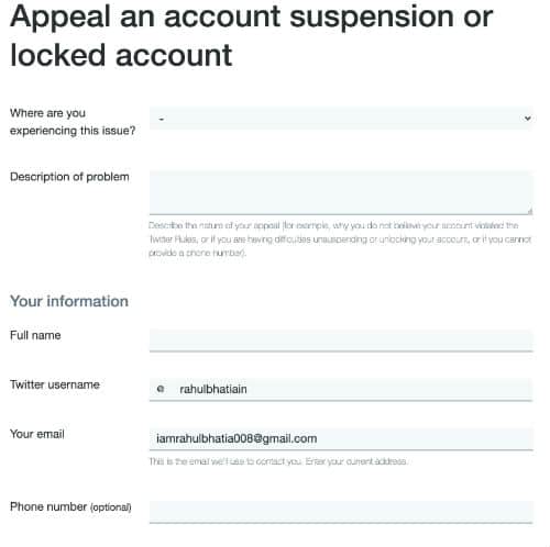Appeal an account suspension or locked account