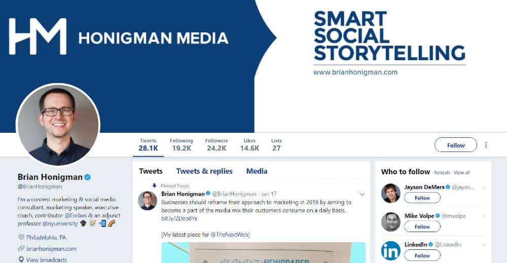 Brian-Honigman Twitter Profile