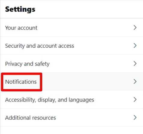 go to twitter notifications under “Settings and Privacy” 