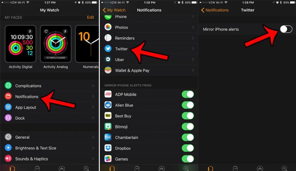 Turn Off twitter Notifications on Apple Watch