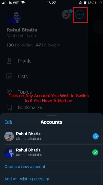 Switch between Multiple Accounts on the Twitter mobile